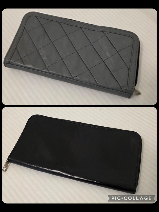 gwen convertible Handbags - Gwen Convertible Grey & Black Leather Clutch Bag, Versatile Zip Close